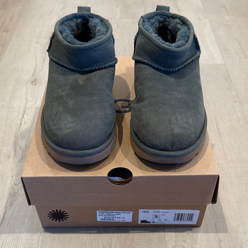 Ugg - Women’s Classic Ultra Mini Boots - Forest Green - size 5